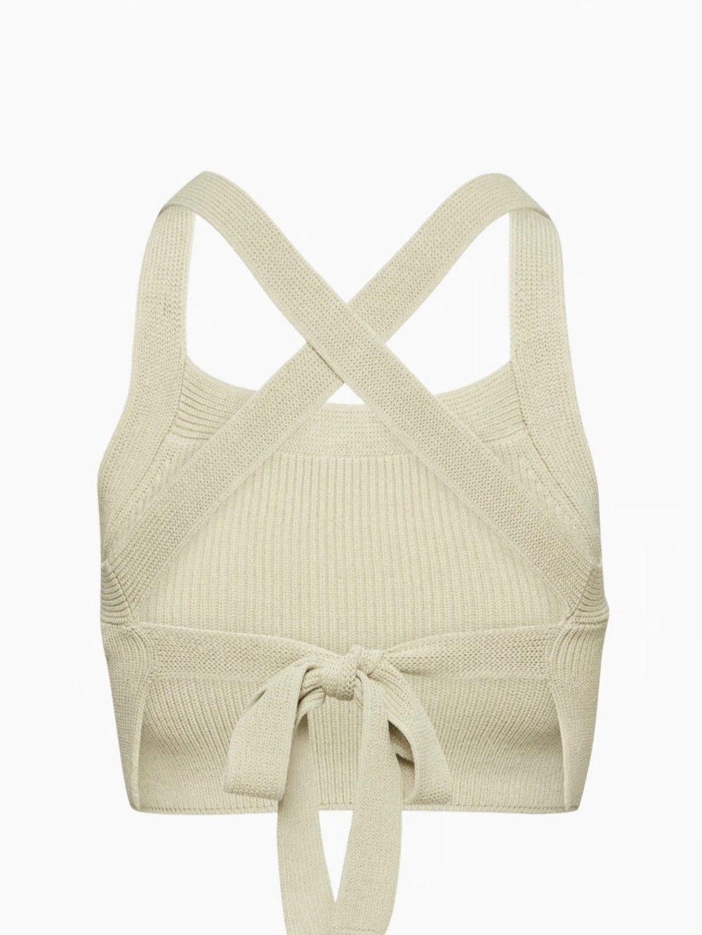 SHEIN Cream Knit Crisscross Tie-Back Crop Top